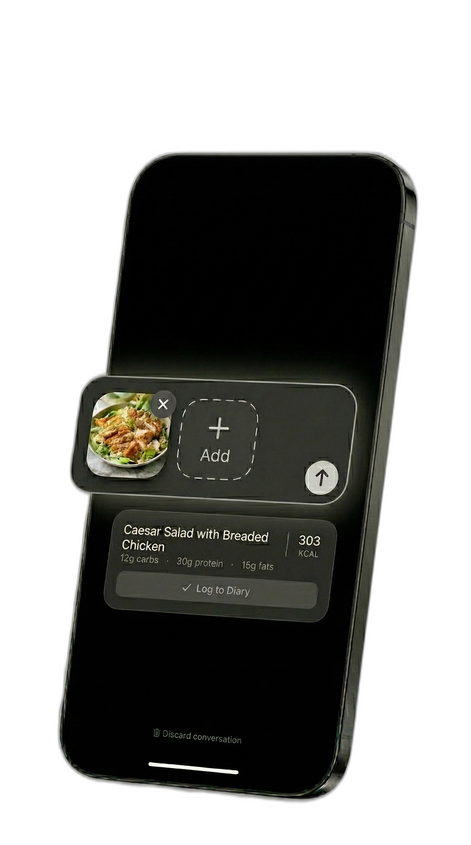 Photo upload conversation — snap a meal photo, The Fitt breaks it down, correct in chat